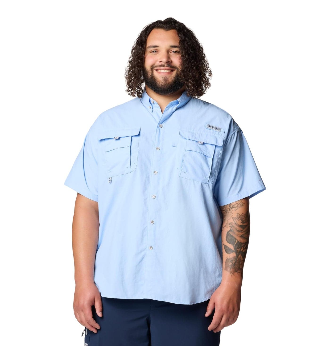 Columbia Mens PFG Bahama II Short Sleeve Fishing Shirt, Sail, Large