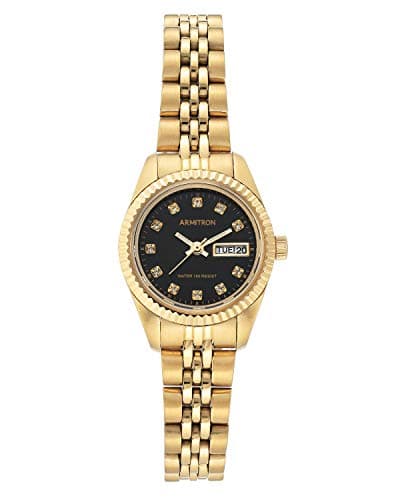 Armitron Women's Japanese Quartz Dress Watch with Stainless Steel Strap, Gold, 10 (Model: 75/2475BKGP)