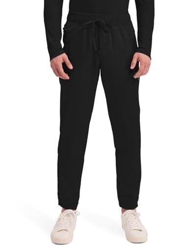 Cherokee Joggers for Men Modern Fit Scrub Pant with Drawstring Waistband, 5 Pockets, Soft 2-Way Stretch Fabric - WW012T, S Tall, Black