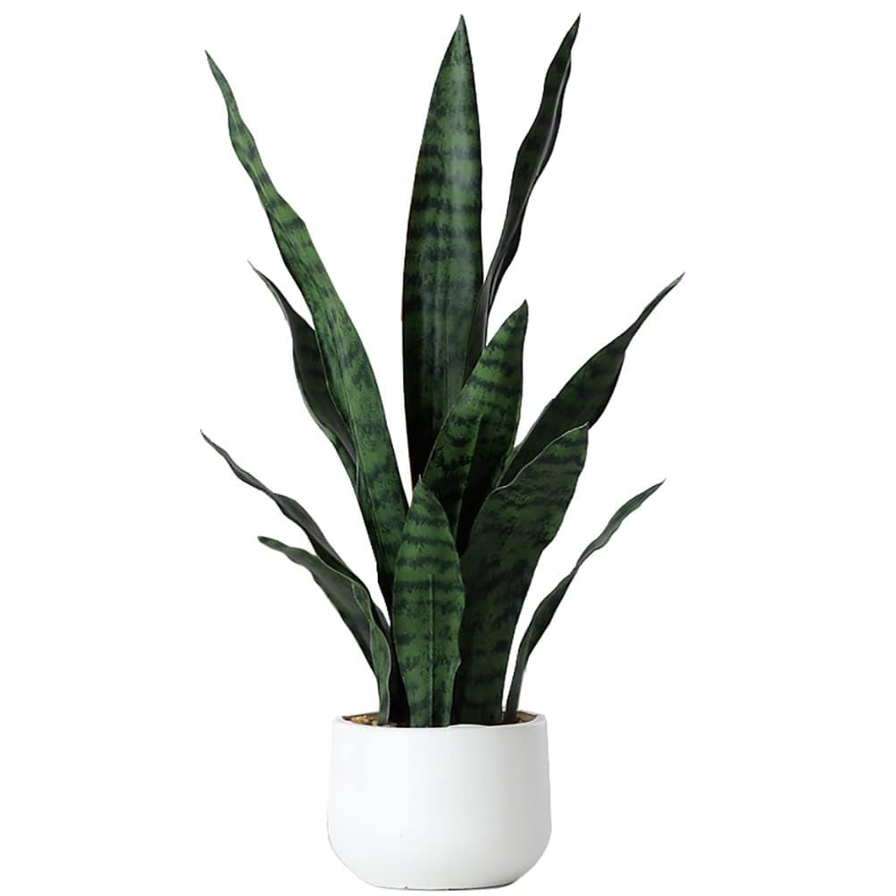 Beebel Artificial Snake Plant 22 Inch Fake Sansevieria Fake Agave Potted Plants Plastic Greenery for Home Garden Office Store Decoration 12 Leaves Green