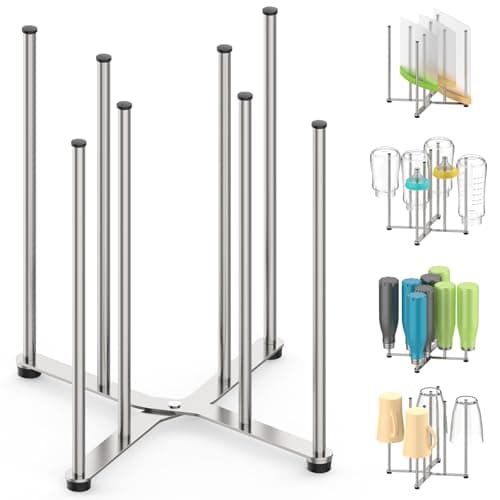 SHILFID Reusable Bag & Bottle Drying Rack, Baby Bottle Drying Rack, Collapsible Cup Drying Rack for Glass, Mugs -Stainless Steel Countertop Organizer
