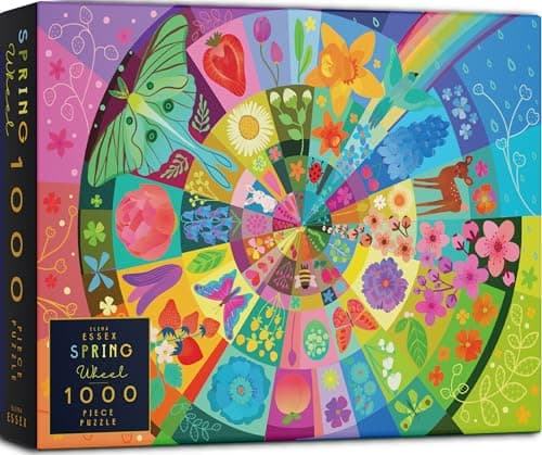 Elena Essex Puzzles 1000 Pieces Spring Wheel Jigsaw Puzzles 1000 Pieces Spring Puzzle Color Spring Summer Flower Size 28 x 20 inches