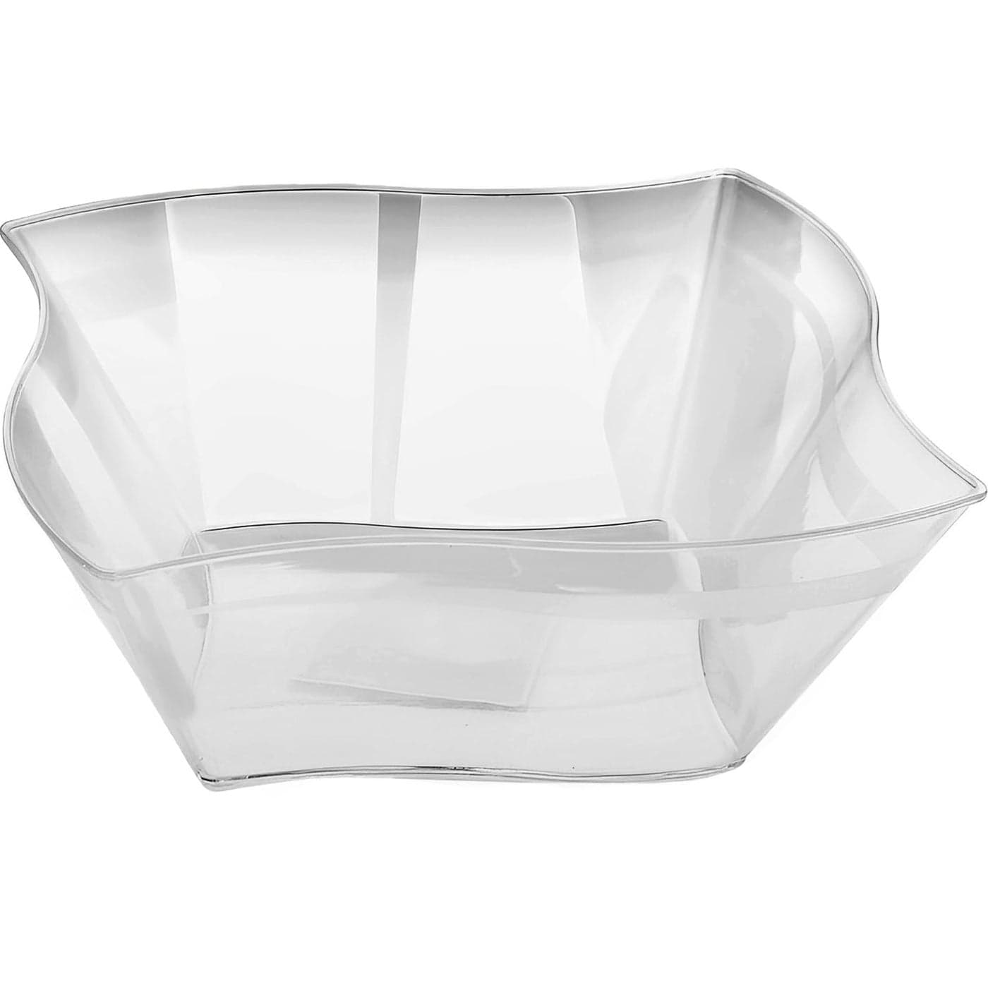 Blue Sky Clear Square Wave Plastic Serving Bowl 1 Count Premium Durable Clear Plastic Bowl Perfect Snack Bowl and Salad Bowl for Birthday Wedding Themed Party Other Event 45 oz