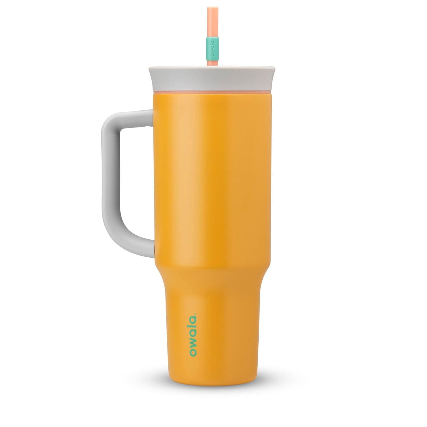 Owala Stainless Steel Triple Layer Insulated Travel Tumbler with Spill Resistant Lid Straw and Carry Handle BPA Free 40 oz Orange Tropical
