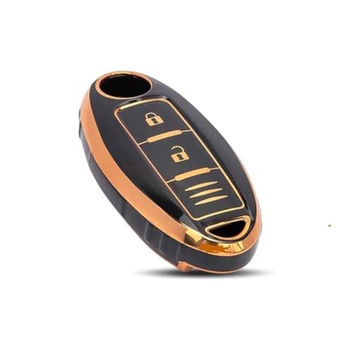 CLOUDSALE ; Your Store. Your Place TPU Car Key Cover Compatible with Nissan Micra, Sunny, Teana, Magnite 3 Button Smart Key(Golden/Black)