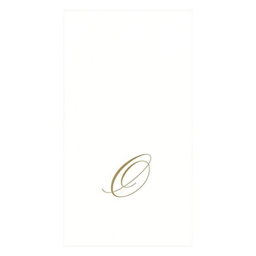 Caspari O, White Pearl Paper Linen Guest Towels, Monogram Initial, Pack of 24 (2900GG.O)