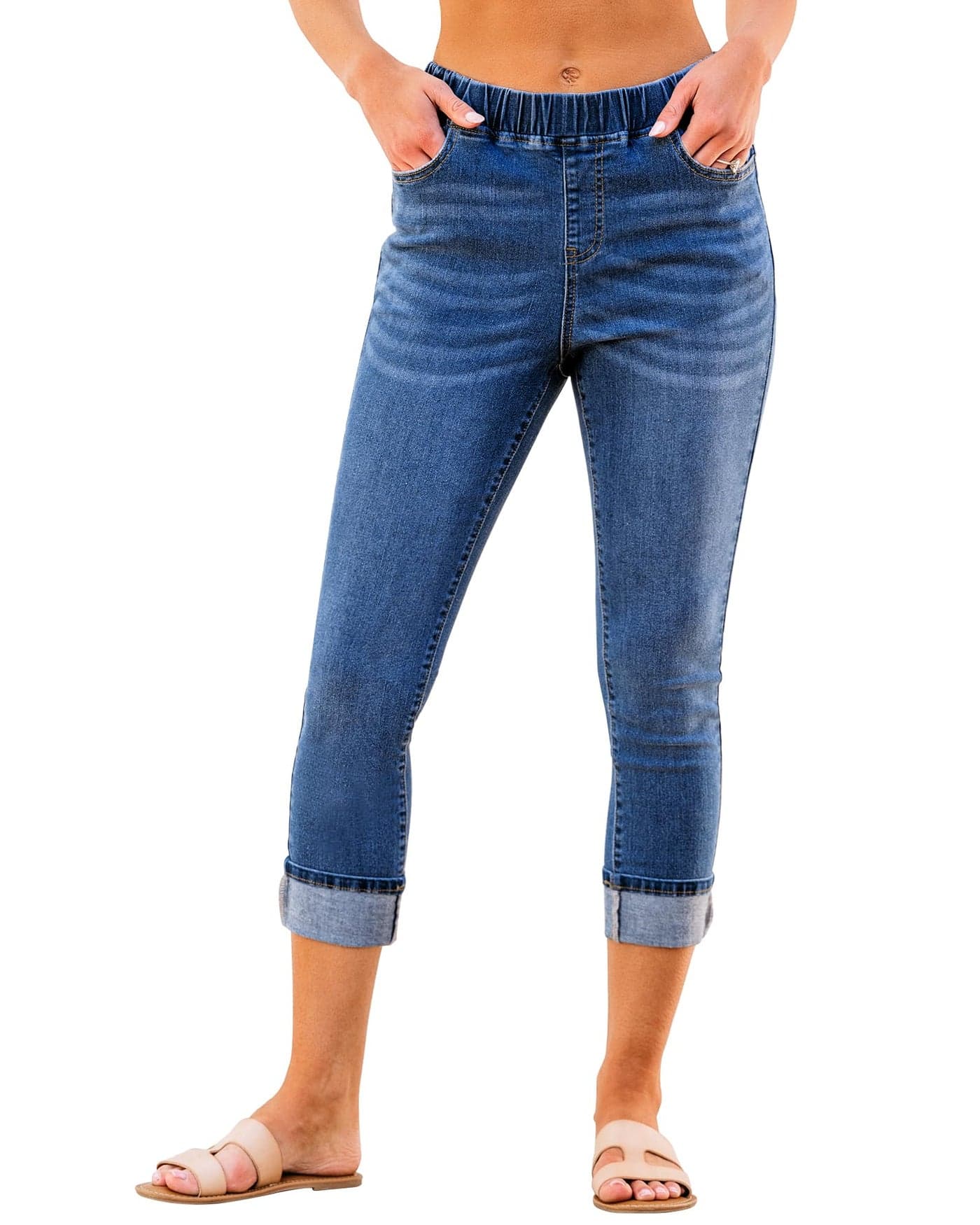GRAPENT Women's Stretch High Waisted Dark Wash Blue Jeans - XXL