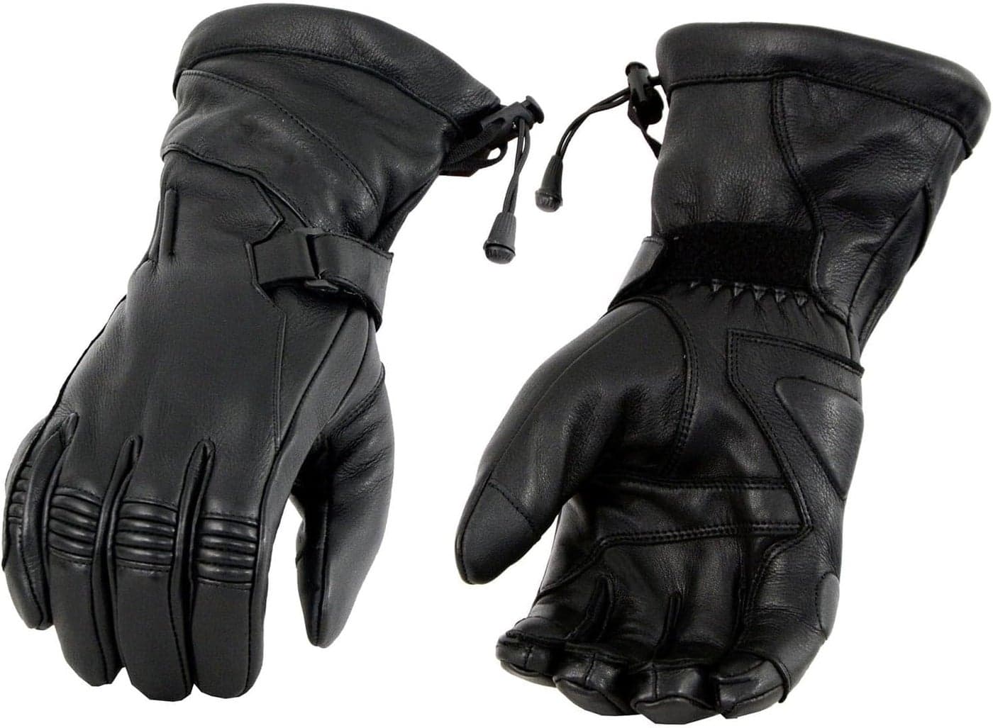 Milwaukee Leather Men's Deerskin Leather Gauntlet Gloves with Draw String - Black - XX-Large