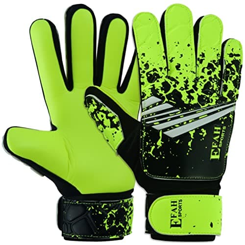 EFAH SPORTS Soccer Goalkeeper Gloves for Kids Boys Children Youth Football Goalie Gloves with Super Grip Protection Palms (Size 7 Suitable for Size S-M Adult, Fluorescent Yellow)