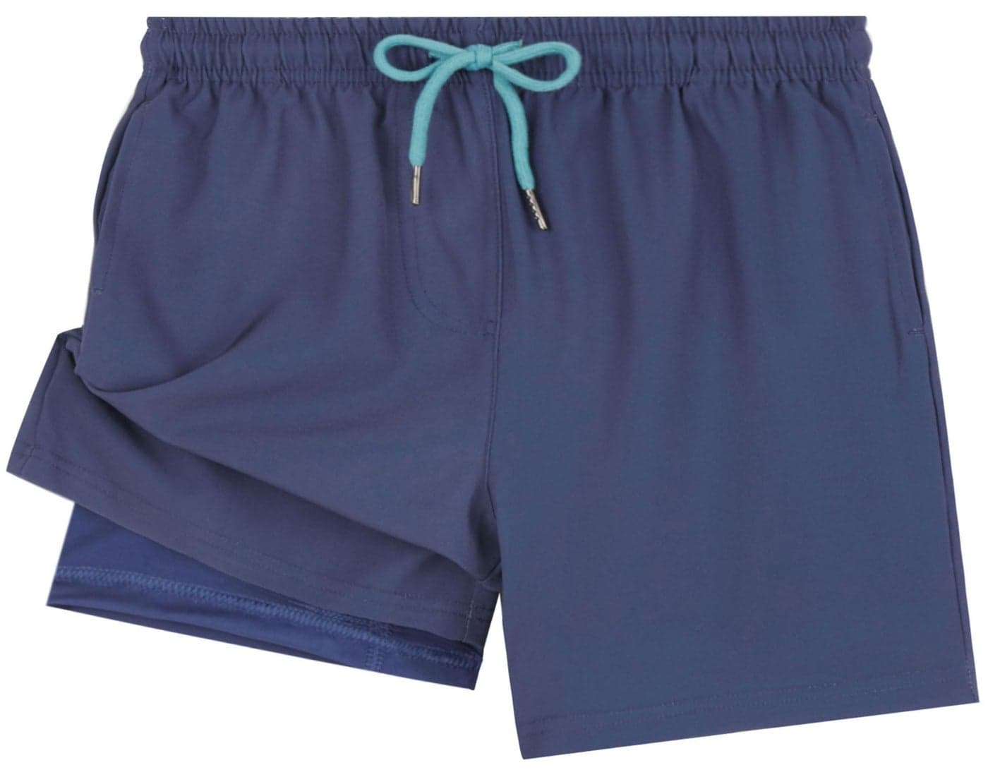 UMELOK Boys Swim Trunks Swimsuit Boxer Brief 2 in 1 Compression Liner Stretch Swim Shorts Quick Dry Beach Bathing Suit Solid Navy Blue 14/16