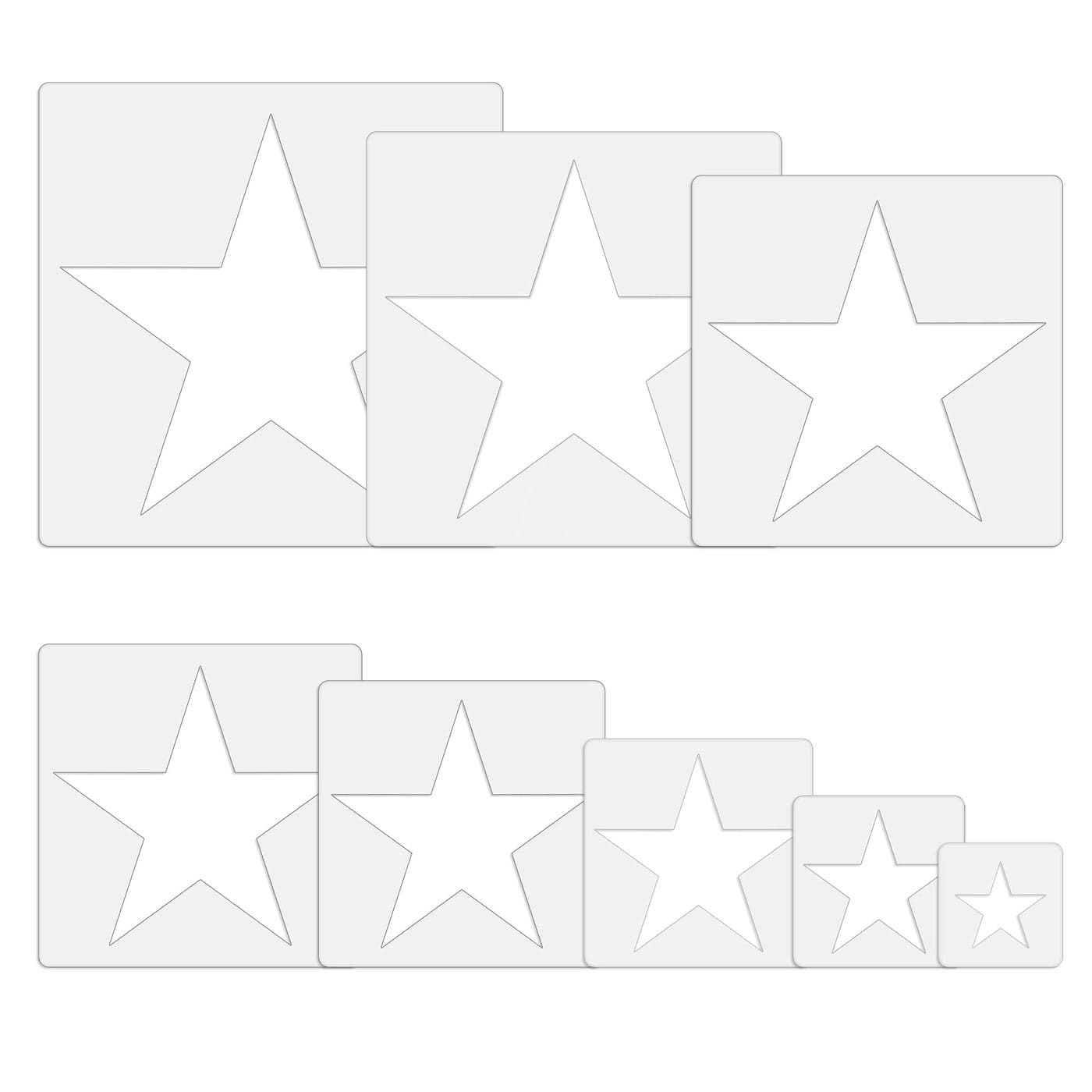 Large Star Stencil for Painting Template 5 Point Star Template Reusable Plastic Stencilsfor Home Decoration Arts Paper Fabric Flag8 Sizes