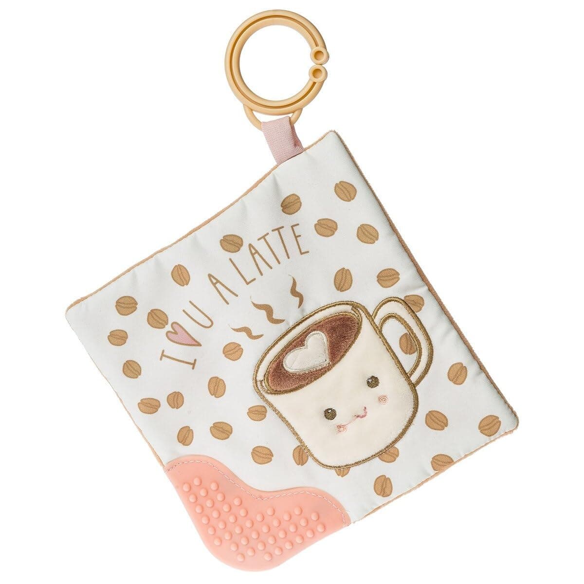 Sweet Soothie Crinkle Teether Toy with Baby Paper and Squeaker 6 x 6Inches Latte