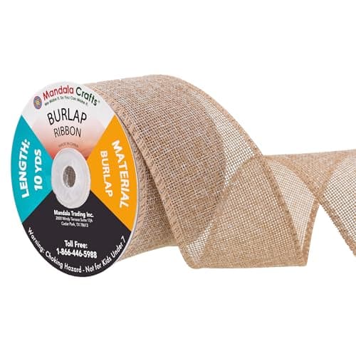 Mandala Crafts Natural Burlap Ribbon 2.5 Inches Wide Jute Ribbons for Crafts - 20 Yds Roll Rustic Burlap Wrap Trim Ribbons for Wreaths Bows Wedding Party Decoration
