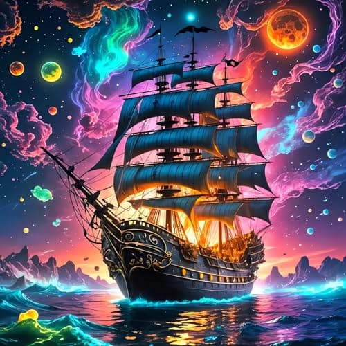 Pirate Ship Diamond Art Kits for Adults 5D Diamond Painting for Beginners Diamond Dot Small Dimond Art Paintings Kit Gem Painting Kit Crafts for Adults DIY Home Wall Decor Gifts 14x14inch