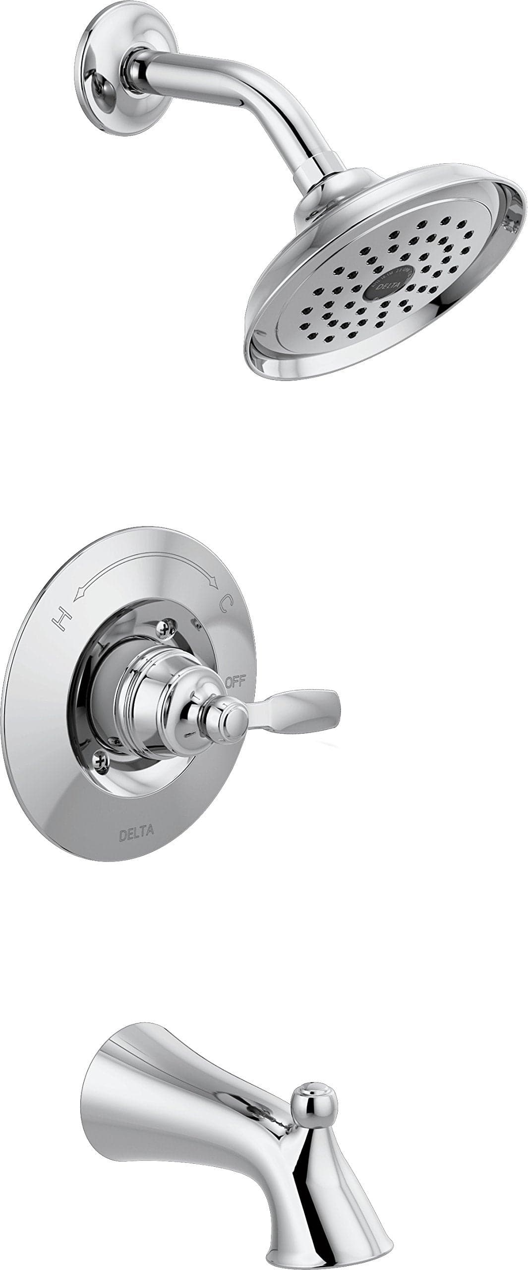 Delta Woodhurst 14 Series Bathtub and Shower Faucet Set, Chrome Shower Head and Handle Set, Valve Trim Kit, Chrome T14432 (Valve Not Included)