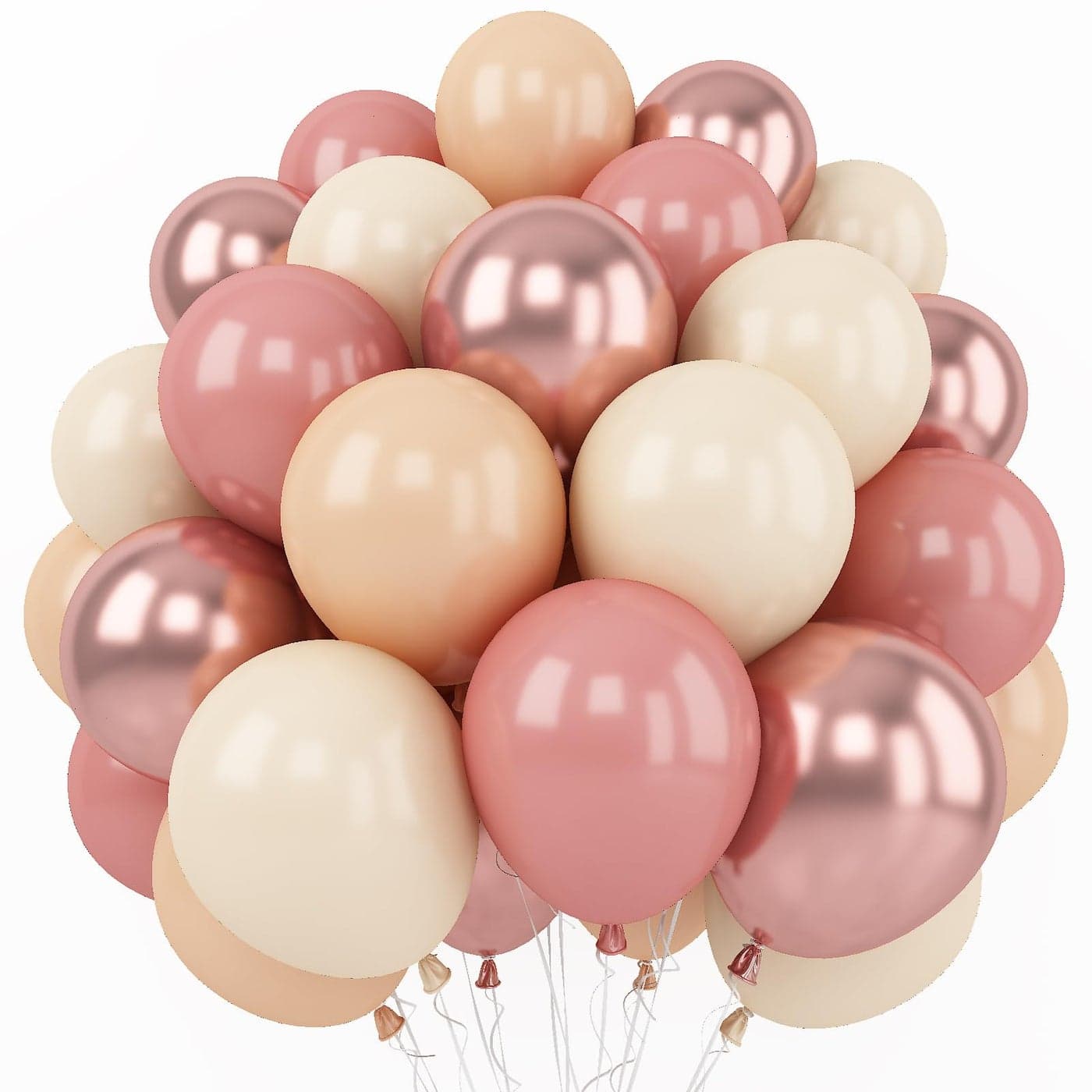 Retro Blush Pink Balloons 60 Packs 12 Inch Dusty Pink Metallic Chrome Rose Gold White Sand Nude Balloons for Bridal Shower Pumpkin Baby Shower Girls Boho Birthday Wedding Decorations Supplies
