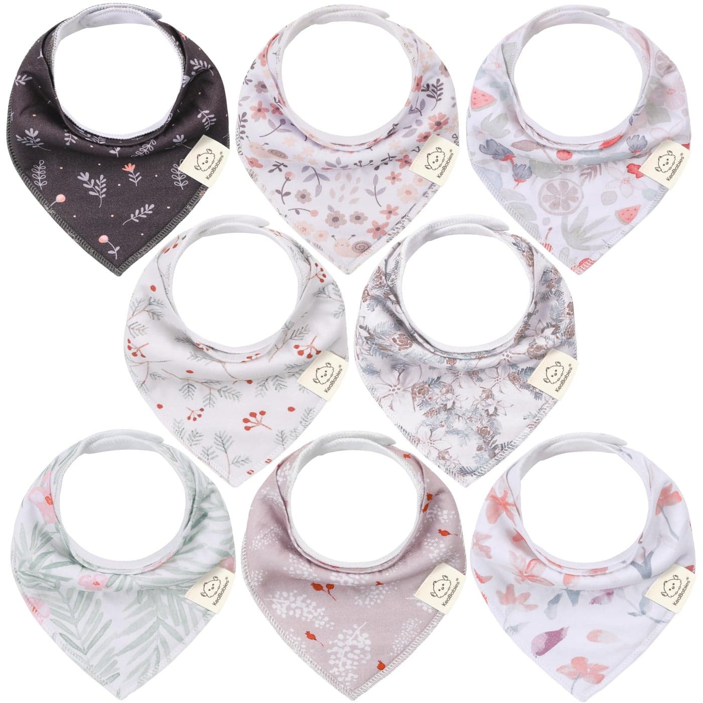 8-Pack Organic Baby Bandana Drool Bibs for Girls - Super Absorbent Baby Bibs for Baby Girls, Baby Boys, Soft Cotton Bandana Bibs, Baby Drool Bib, Teething Bibs for Infant, Toddler (Bloom)