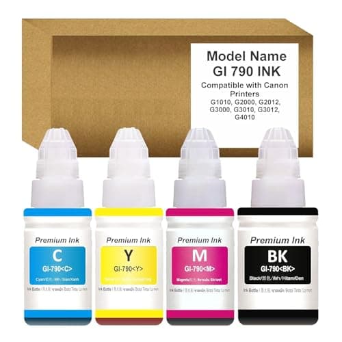 ANG GI 790 Ink Refill for Canon PIXMA G1000, G1010, G1100, G2000, G2002, G2012, G2100, G3000, G3010, G3012, G3100 Printers Ink (Black, Yellow, Cyan, Magenta)