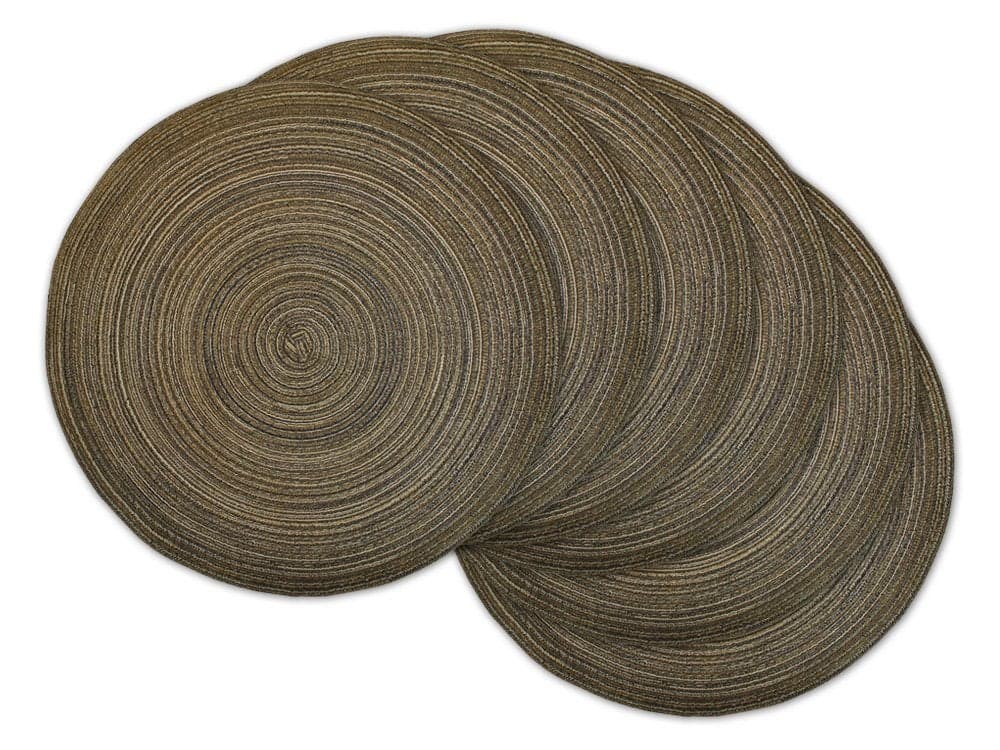 DII Tabletop Collection, Variegated Round Placemat, Round, 15" Diameter, Brown, 6 Piece
