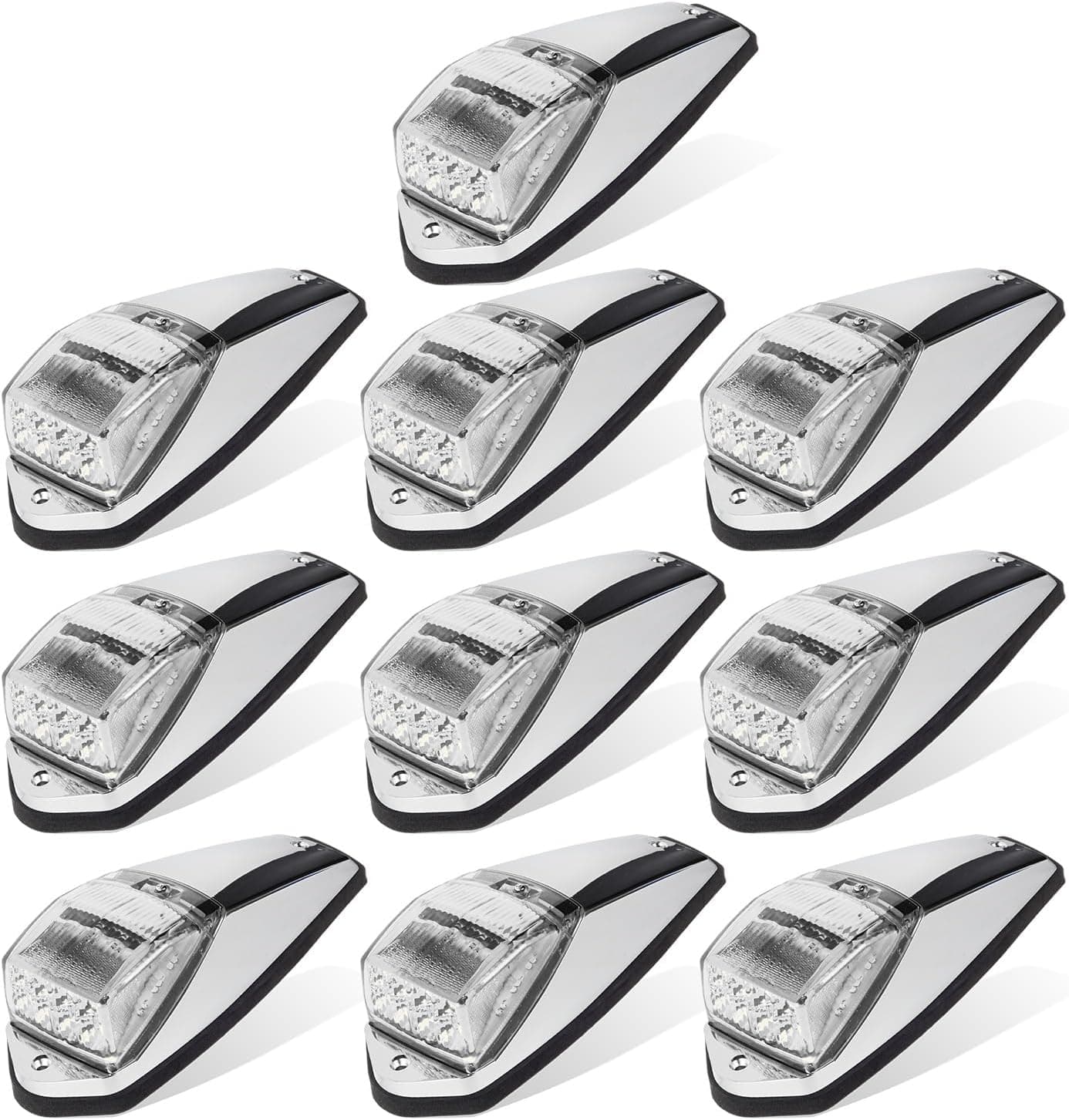 Partsam 10pcs 31LED Amber Cab Light LED Top Roof Running Marker Lights with Chrome Base