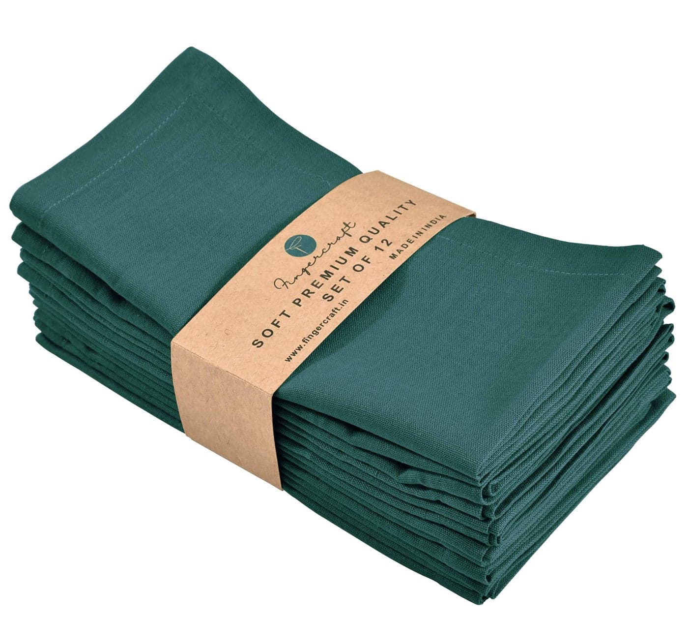 FINGERCRAFT Cloth Napkins, Cotton Linen Mitered Corner Soft Durable Washable Eco-Friendly Napkins Cloth 12 Pack, 18x18 inch Premium Quality for Home Hotel Parties Christmas Wedding Dinner Teal