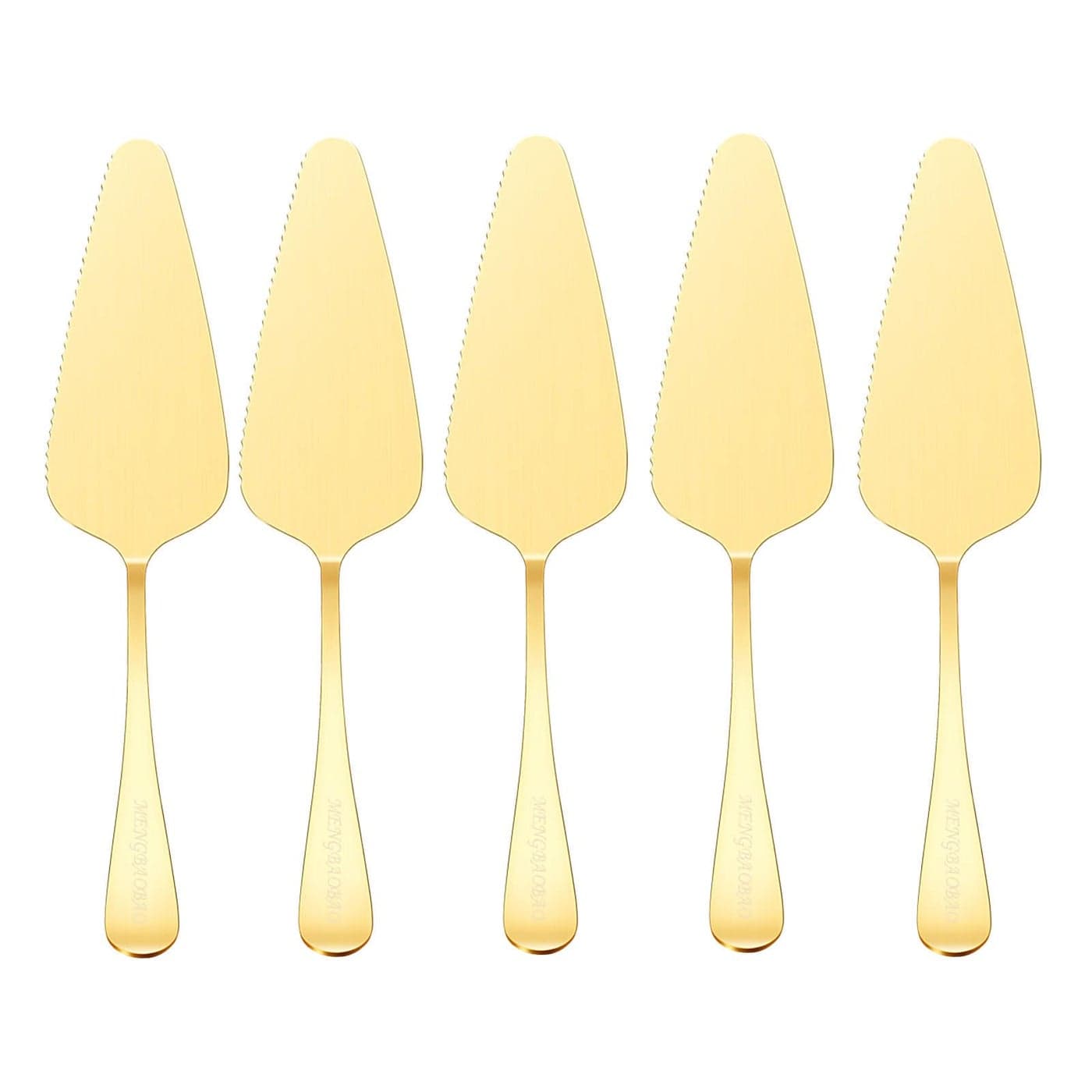 Mengbaobao 5x Cake Server Pie Holder Transfer Triangular Spade Spatula Serrated Edge Gold