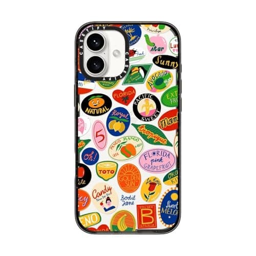 CASETiFY Impact Case for iPhone 16 Plus Slim 82 ft 4X Military Grade Drop ProtectionWireless Charging Compatible Fruit Stickers Clear Black
