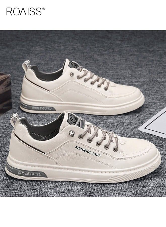 Men Stylish Loafers, Low Top Slip on Board Shoes, Casual Versatile Sneakers for Men, Comfy Sports Shoes with Non-slip Soles, Suitable for Daily Wear and Outdoor Activities Beige