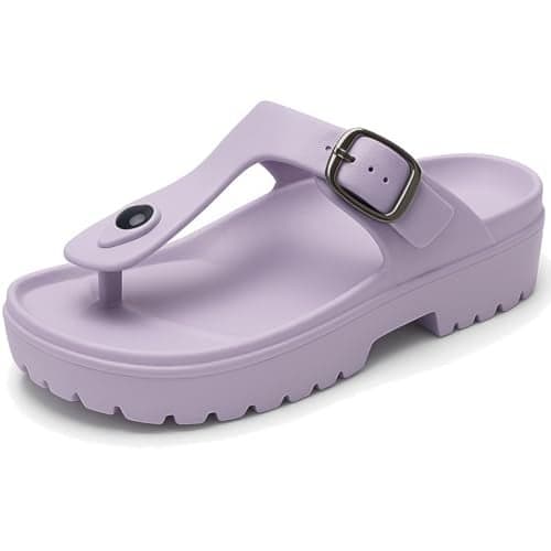 ORTHO JOY Orthopedic Arch Support slipper for Women – Comfort Slip-On Toe Post Slides with Adjustable Strap & Cushion Sole
