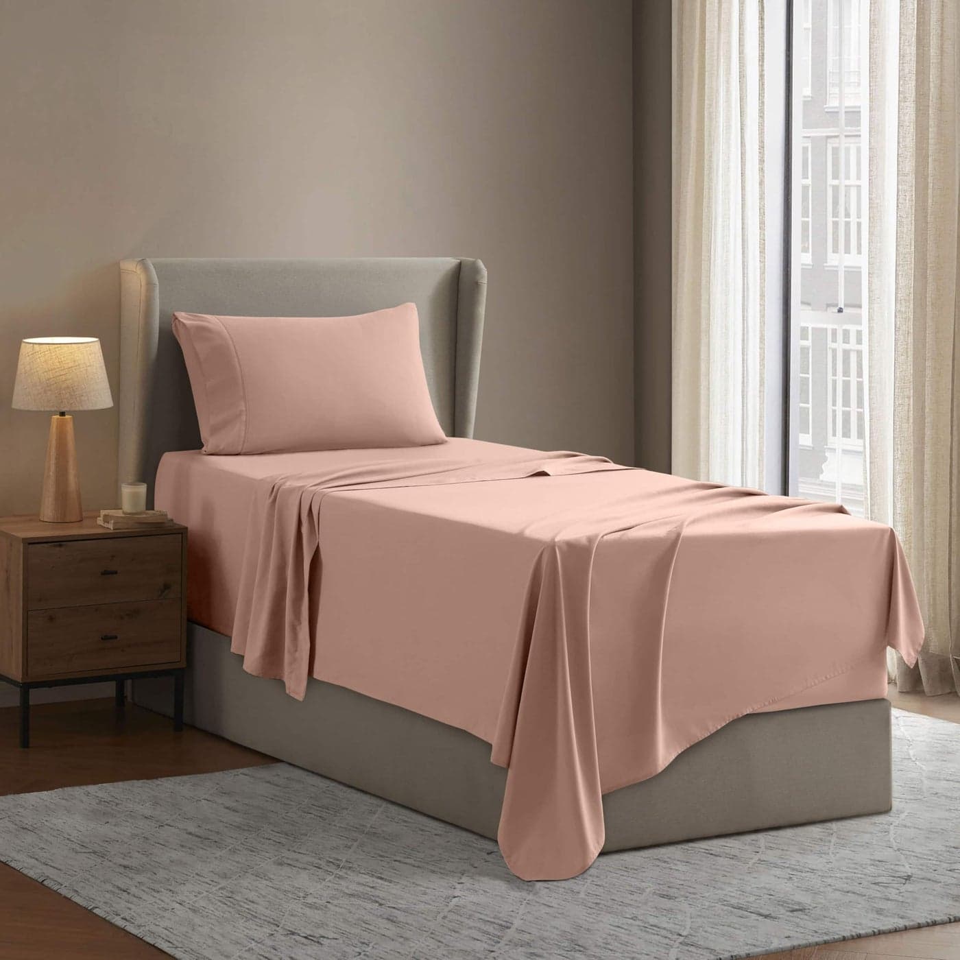 Nestl Twin Sheets Set 3 Piece Twin Bed Sheets Deep Pocket Hotel Luxury Extra Soft Breathable and Cooling Peach Sheets for Twin Size Mattresses