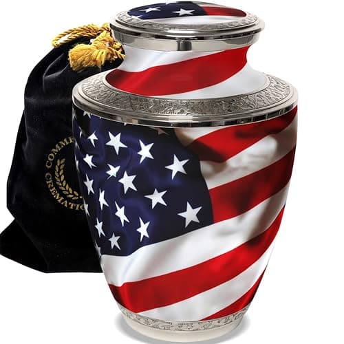 American Flag Cremation Urn for Ashes Adult Male Beautifully Handcrafted Patriotic Personalized Cremation Urns for Human Ashes Adult Man for Veteran or Patriot