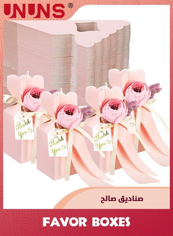 Wedding Favor Boxes,10Pcs Bridal Shower DIY Candy Boxes With Ribbon And Flower,Party Favor Boxes For Engagement,Wedding Decorations