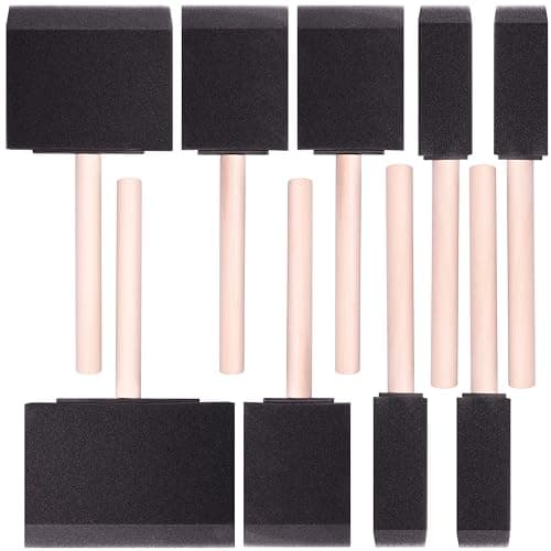 Vanitek 10 Piece Flat Flexible Poly Foam BevelTipped Brush Set with Wooden Handles Ideal for Applying Paint OilBased Paints Stain Varnish Enamel Latex Paint Smooth Surfaces Arts Crafts