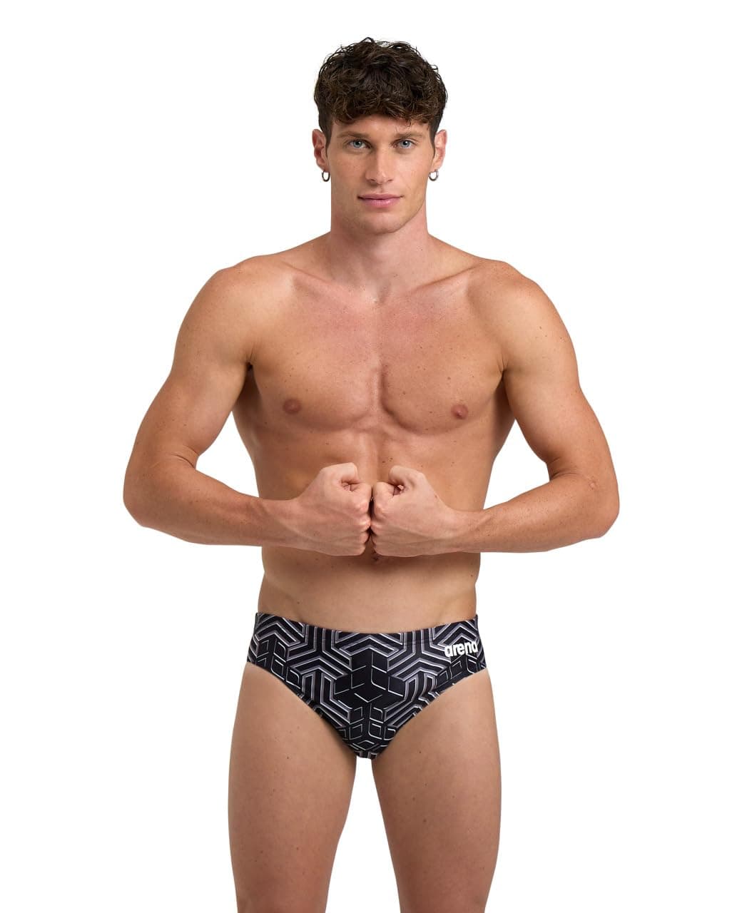 ARENA Performance Men's Kikko Pro Swim Brief Chlorine Resistant MaxLife Athletic Practice Swimsuit, Black/Black Multi, US Size 22