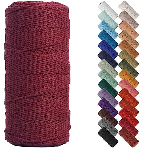 NOANTA Wine Red Macrame Cord 2mm x 220yards Colored Macrame Rope Cotton Rope Macrame Yarn Colorful Cotton Craft Cord for Wall Hanging Plant Hangers Crafts Knitting