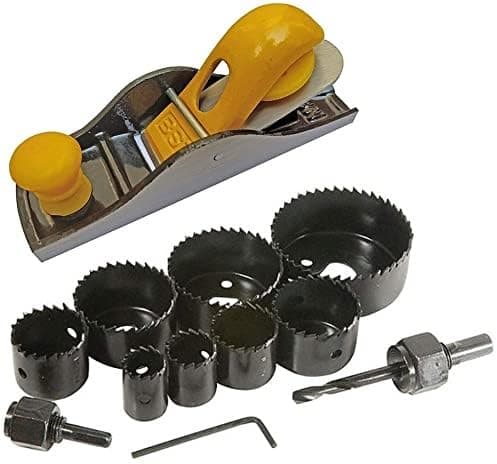 Inditrust New 7 inch Randa Block Carpenter Plane With 11 Pcs Hole Saw Drill Bits Multisize Woodworking tool kit Pack of 2 Cast Iron Steel Hand Plane 175 cm