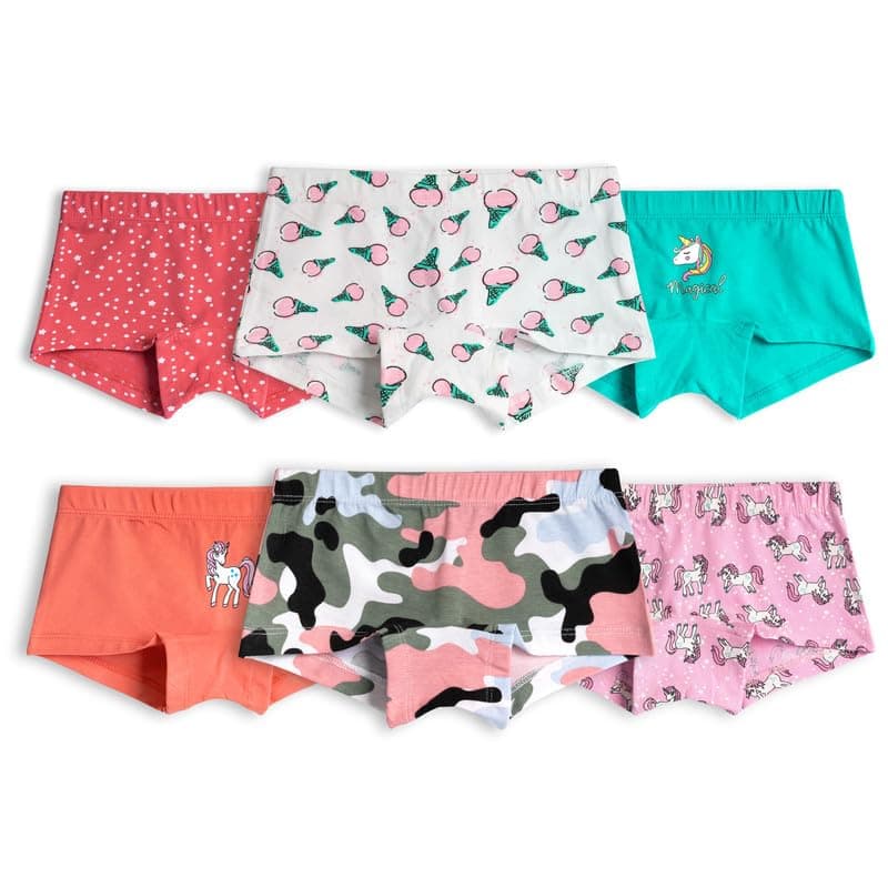 Real Basics Girls Cotton Boyshorts (Pack of 6)(RB-GirlsShorts-Princess-Milouni-1314-P6_Multicolored_13 Years-14 Years)