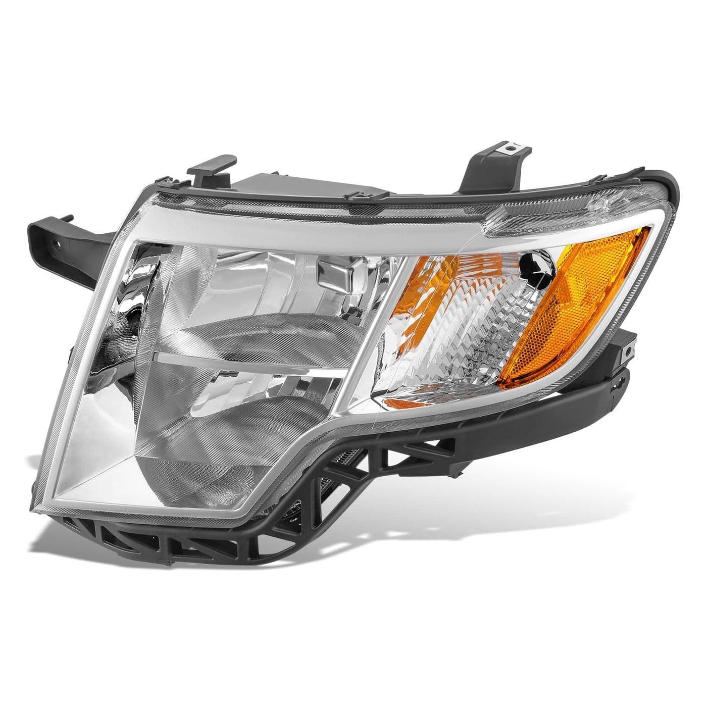 DNA MOTORING Headlight Assembly Compatible With Ford Edge 20072010 Halogen Chrome Housing Driver Side Left OEMHL0257L