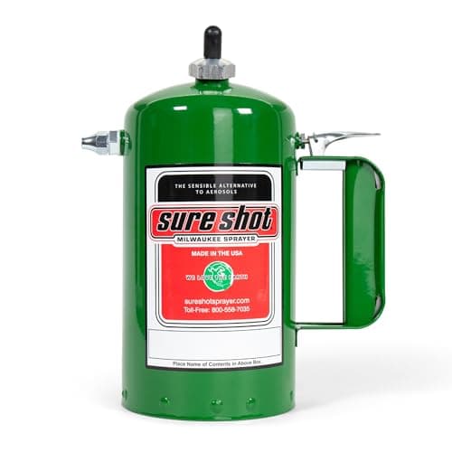 SURE SHOT A1000G 1-Quart Non Aerosol Sprayer - Refillable Pressurized Sprayer Can for Oil, Solvent, Degreasers, Lubricants - Rechargeable Steel Canister with Brass Nozzles - Made in The USA - 32oz.