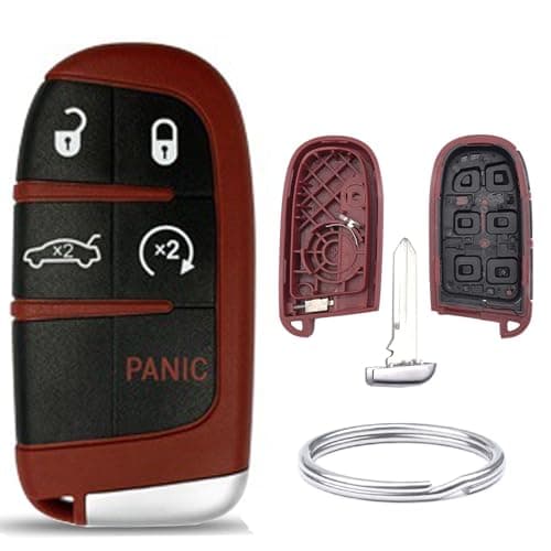 EJOAOJE Replacement for Jeep Key Fob Shell Cover fits for Jeep Grand Cherokee Compass Dodge Dart Durango Journey Chrysler 300 Keyless Entry Key Fob Case CAR Red
