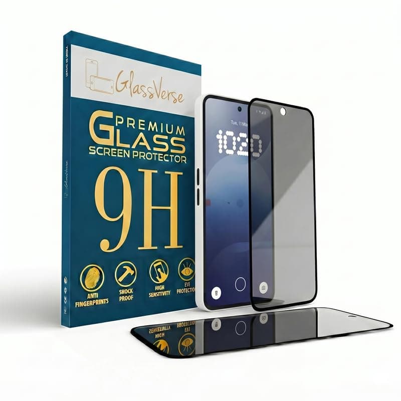 GlassVerse Ultra Privacy Tempered Glass For Nothing Phone 3a Pro (PACK OF 1) with Free Installation Kit. Edge To Edge. (In-Screen FingerPrint Lock will not work with the Privacy Guard) - 6.77 inch