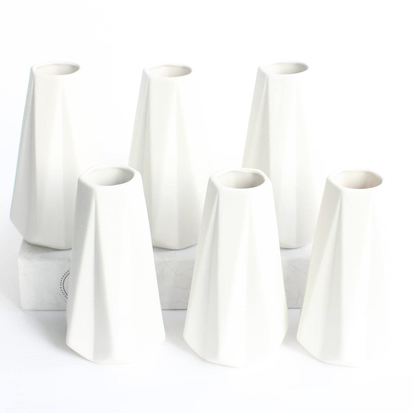YANLING Modern White Vase for Flowers Set of 6 White Ceramic Vases for Pampas Grass Small Boho Vases for Home Decor Minimalism Style for Modern Table Shelf 6 Inch