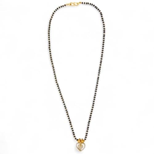 ACCESSHER Gold Tone Dazzling White Stone Mangalsutar Jewellery Necklace | Stunning Black Bead Wedding Mangalsutar | Locket With Chain | Jewellery for Women and Newly Weds (Design 4)