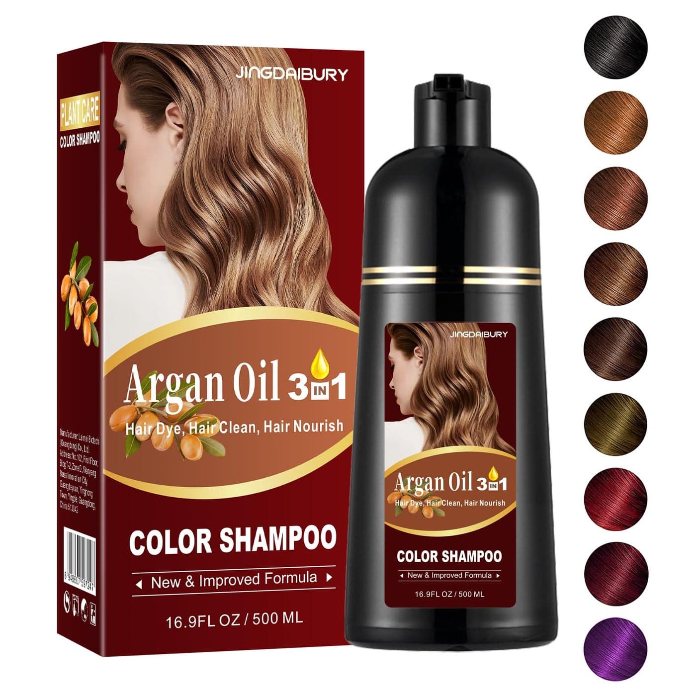 Argan Oil Grape Red SemiPermanent Hair Color Shampoo 3in1 Hair Dye Easy to Use 169 Fl Oz Dark Wine Red