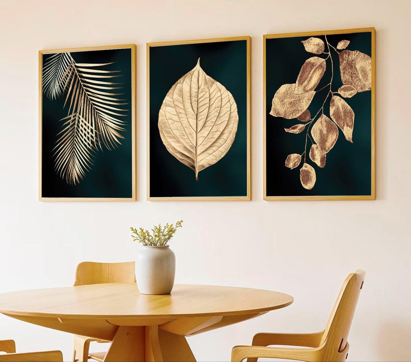 Gamya Big Modern Framed Posters Wall Decor Paintings For Living Room, Bedroom/Big Paintings For Wall Decoration, Frames For Wall Decor Set of 3 (13x19 Inches) (Green Gold)