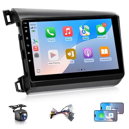VQU 8Core Android Radio for Honda Civic 2012-2015 Stereo Wireless Carplay Android Auto - 9" Touch Screen for Honda Civic 2012 Car Play WiFi GPS Navi BT FM RDS EQ DSP Audio Receiver SWC Camera, 2G+64G