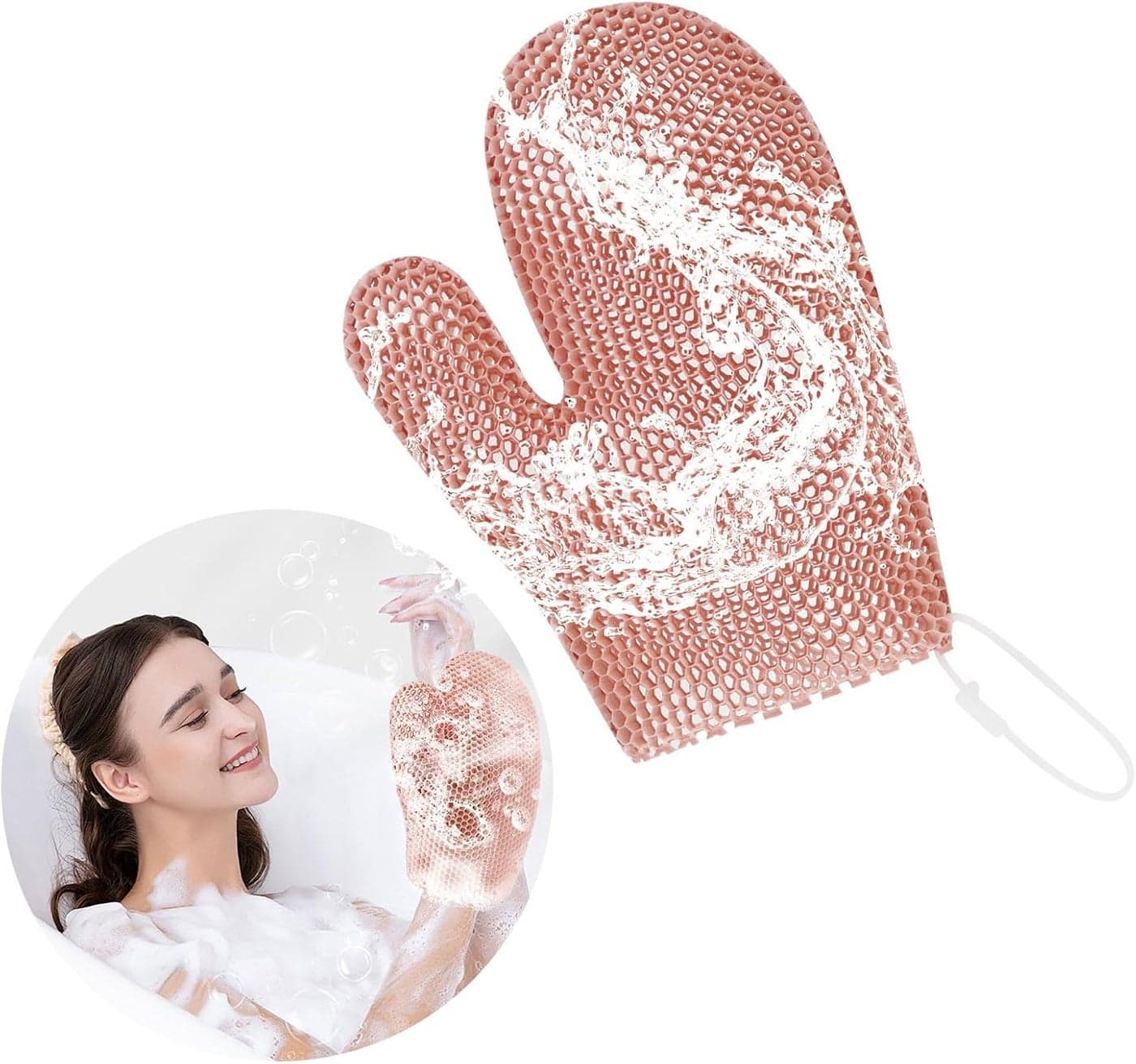 Honeycomb Exfoliating Bath Gloves Microfiber for Enhanced Blood Circulation Soft Smooth Skin Exfoliating Shower Mitt Sponges for All Skin Types Pink Glove