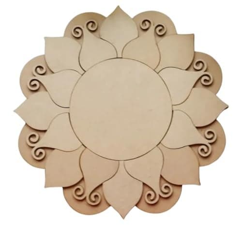 American Elm Wooden Rangoli Design Set for Diwali - 12 Inch MDF Rangoli Cutout - Festive Home Decor