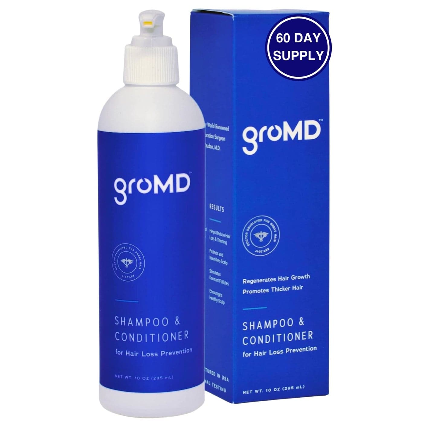 GroMD Biotin Shampoo and Conditioner Hair Growth Shampoo Hair Loss Shampoo for Men Women Regrowth Treatment Thickening Contains Argan Oil DHT Blocking Ingredients DoctorFormulated 10 oz