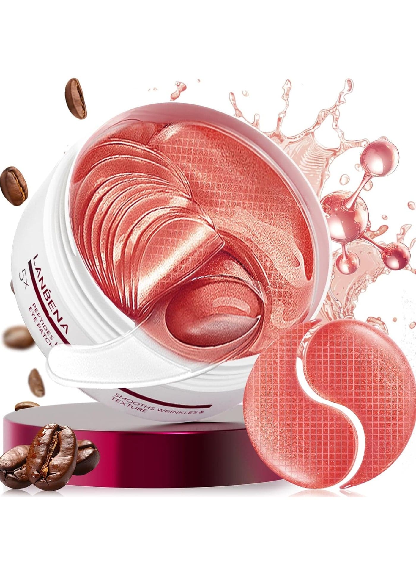 LANBENA Peptides Hydra-Gel Eye Patches for Dark Circles and Puffy Eyes, Reduce Under Eye Bags and Smooth Wrinkles, Anti-Aging, Eye Skin Care Pads With Soluble Collagen and Peptides-30 Pairs